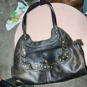 Patricia Nash leather soft brown/black embellished purse
